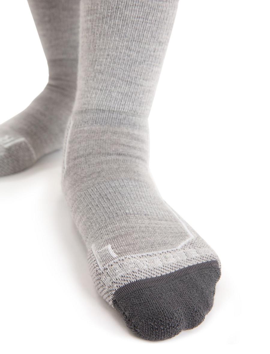 Women's Icebreaker Merino Hike+ Medium Crew Socks Blizzard Heather | CA 1514PJJQ